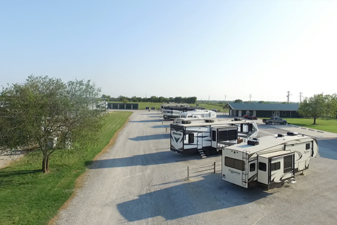 trailers parked at a Texas RV park
