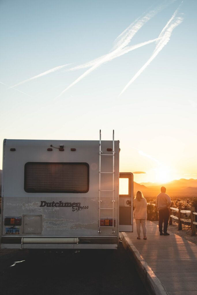 couple watching sunset at their Texas RV park